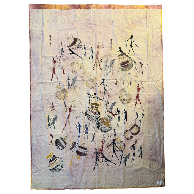 African Batik Wall Hanging Zimbabwe Hand Printed Tapestry Art Textile 76 x 55 gallery