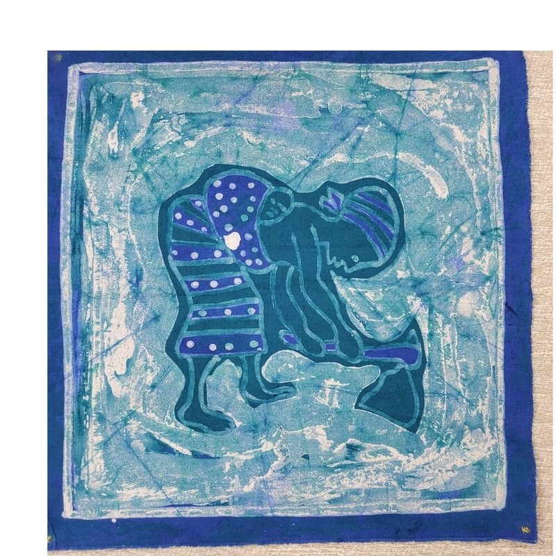 VTG Asshola Batik African Woman Farming Tapestry Mali Hand Dyed Fabric Signed gallery