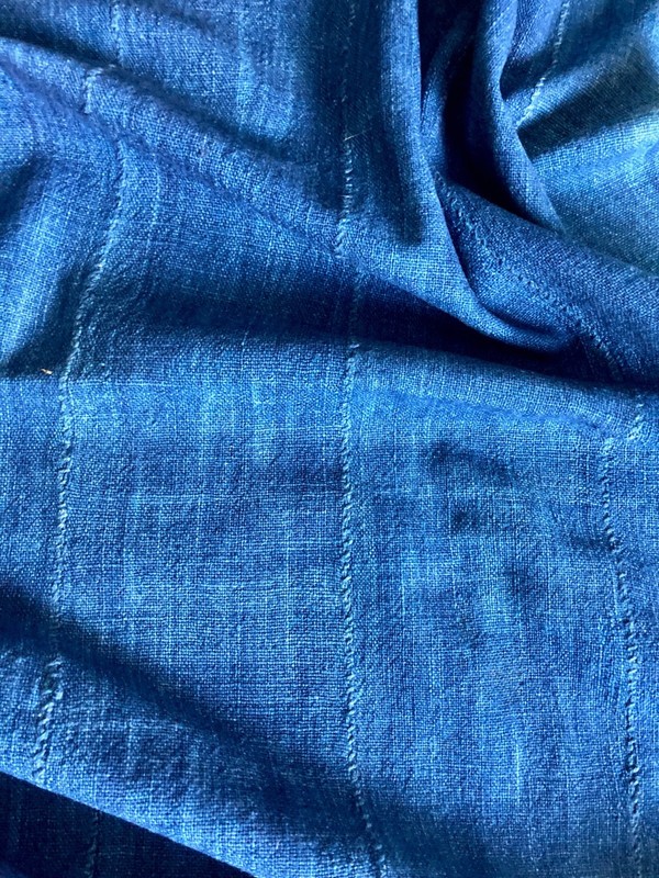 Authentic Vintage African Mudcloth Indigo Textile Boho Shibori Throw / Wrap gallery