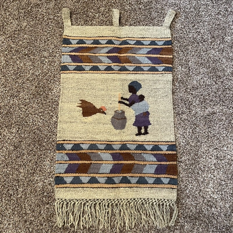 VINTAGE AFRICAN TAPESTRY Hand Woven SETSOTO Lesotho WALL ART Hanging