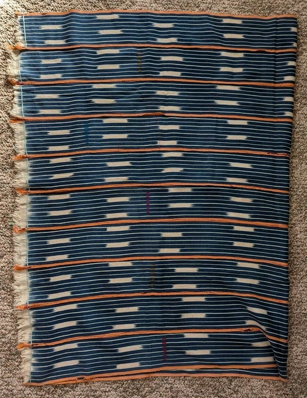 AFRICAN ORIGINAL HANDMADE COTTON TEXTILE STRIP WOVEN FABRIC WRAP SKIRT CLOTHING