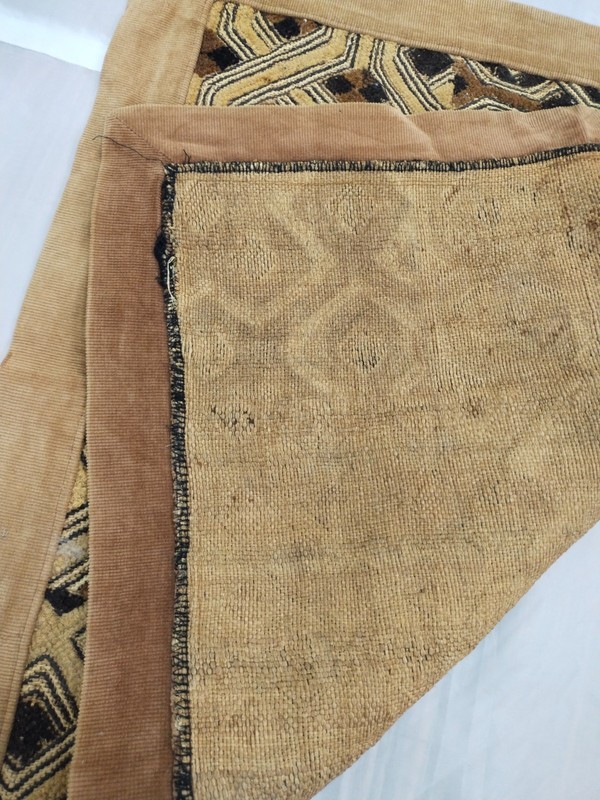 Vintage African Kuba Raffia Cloth Handwoven Textile Geometric Tribal Art Congo gallery