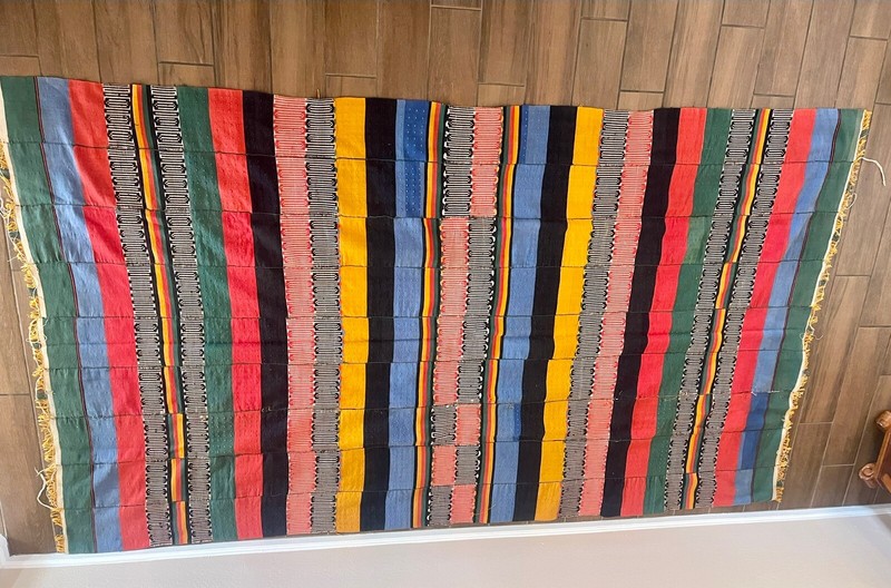 Handmade Woven Bogolan Decorative Wall Hanging Throw Blanket Striped Multi Color