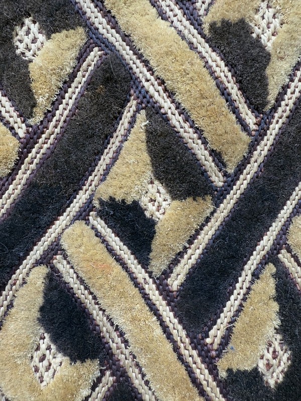 Antique Hand Woven Traditional African Raffia Congo Textile Cloth 44x60 Cm gallery