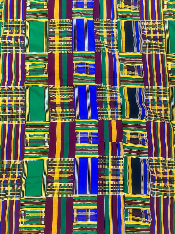 Vintage large African kente Ashanti hand woven cloth 120' X 80" African Art Deco gallery