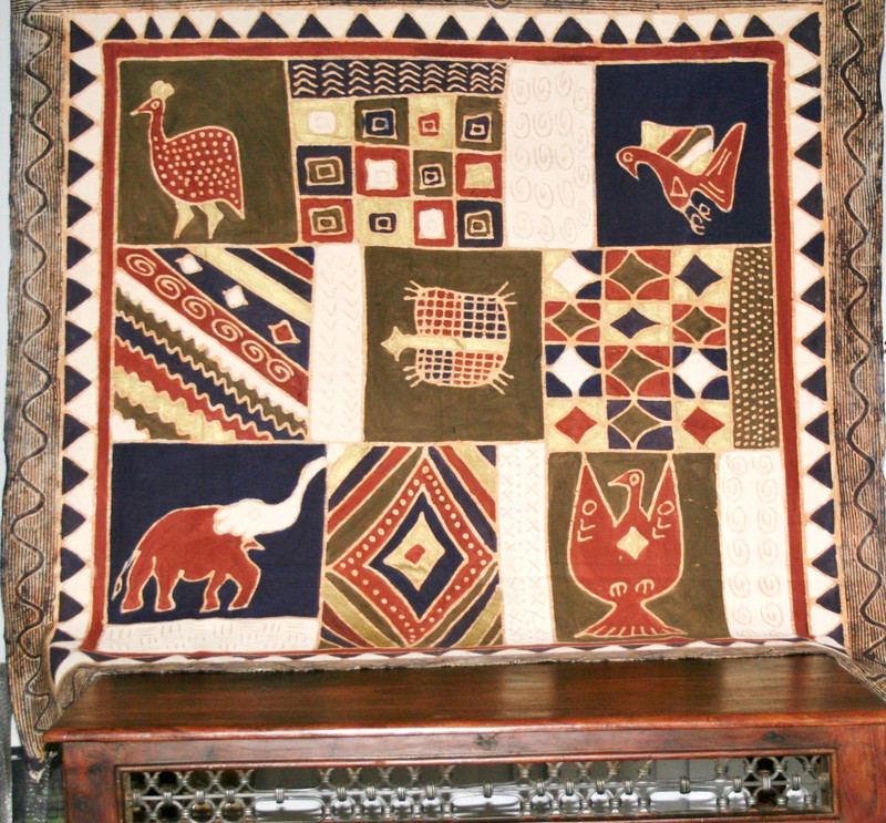 Rare 2004 Zimbabwe Batik Handmade Tapestry Folk Art African Sadza Fabric 60X64
