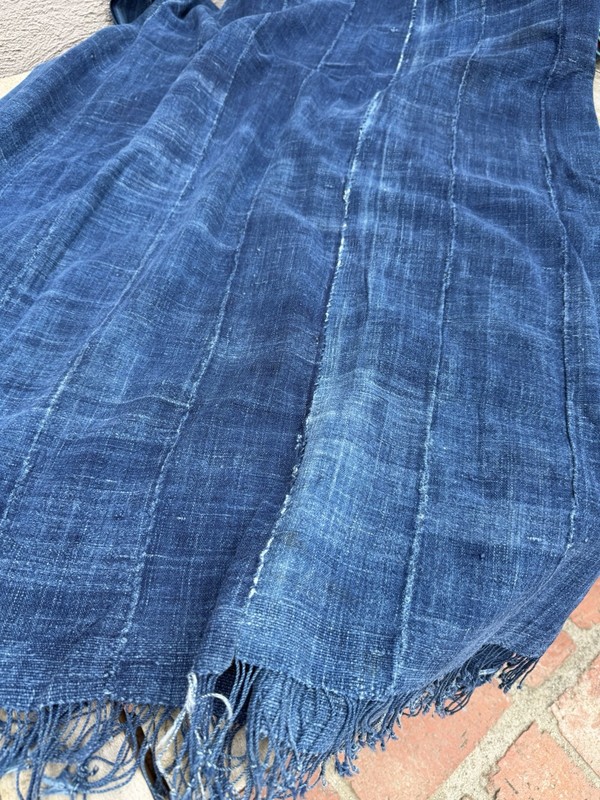 Vintage African Indigo Denim Mossi Mudcloth 72” L x 41” W Textile | No. 159