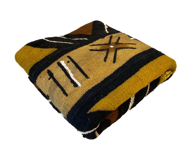 African Brown/Mustard/Black/White Mud Cloth Mali 35" by 61" gallery