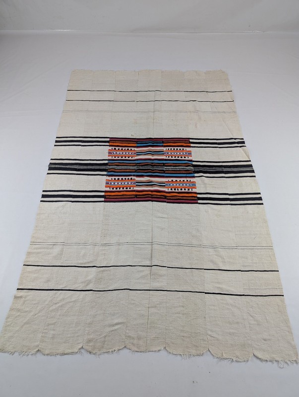 Vintage African Handwoven Patchwork Ghanaian Multicolor Textile 82x51in gallery