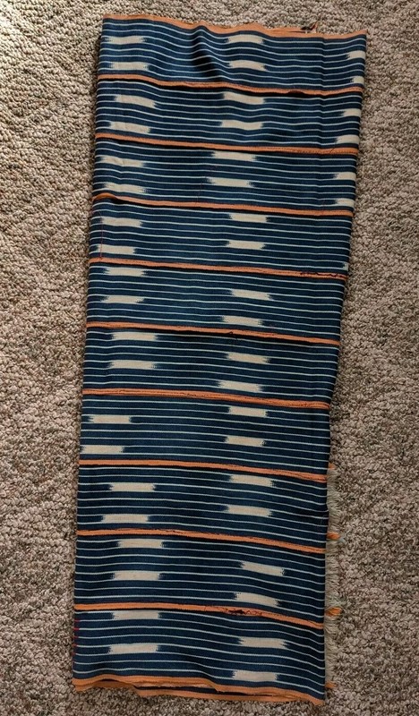 AFRICAN ORIGINAL HANDMADE COTTON TEXTILE STRIP WOVEN FABRIC WRAP SKIRT CLOTHING gallery