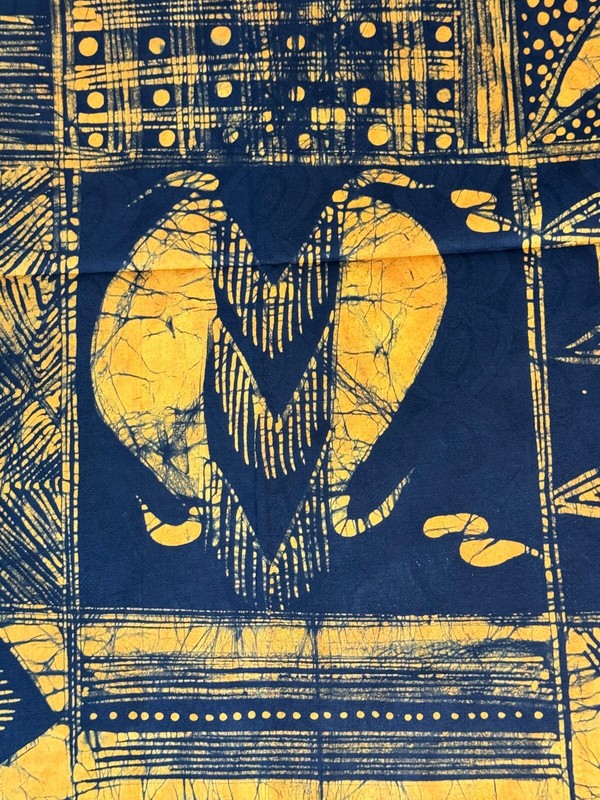Yoruba batik textile museum quality on damask fabric Oshun Orisha Oshogbo gallery