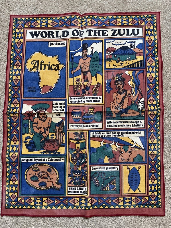 Vintage World Of The Zulu Wall Hanging Dish Towel 17”x22”