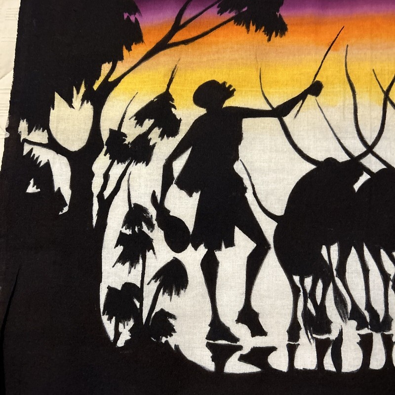 Vtg African Batik Fabric Wall Art Wax Textile Signed R Mubiru 27” x 16” Animals gallery