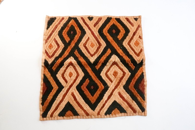 NEW Vintage African Kuba Shoowa Cloth Raffia Textile Panel 25x25 Kasai Velvet 08 gallery
