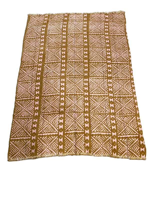 #5971 African Brown and Pink Bogolan Textile Mud Cloth 58" H gallery