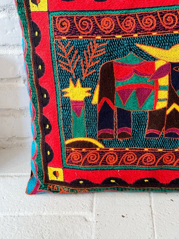 Kaross Bull Hand Embroidered Throw Pillow South Africa Cushion African Folk Art gallery