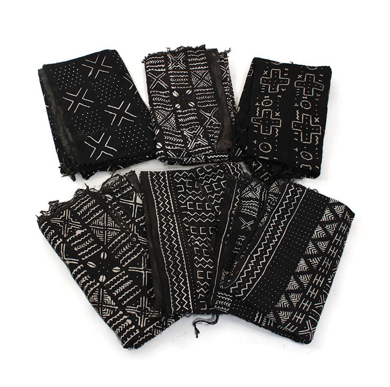 African Mud Cloth Fabric Bambara | Handwoven Mali Mudcloth (Black/White)
