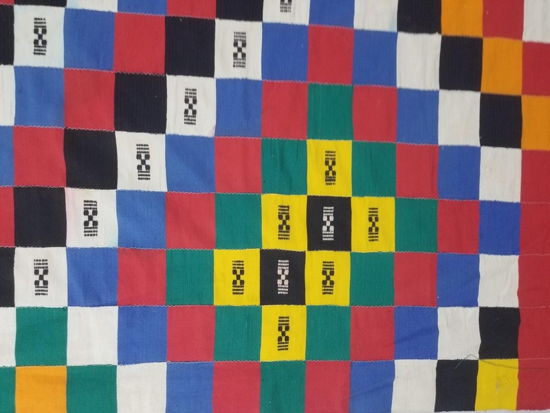Vintage African Ewe Kente Cloth Handwoven & Patchwork Ghananian Textile 86x53in gallery