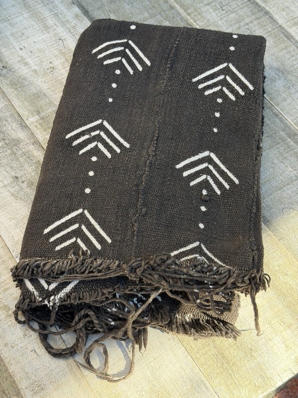 Vintage African Mudcloth Black Textile Throw 59” L x 41” W Textile | No. 129 gallery