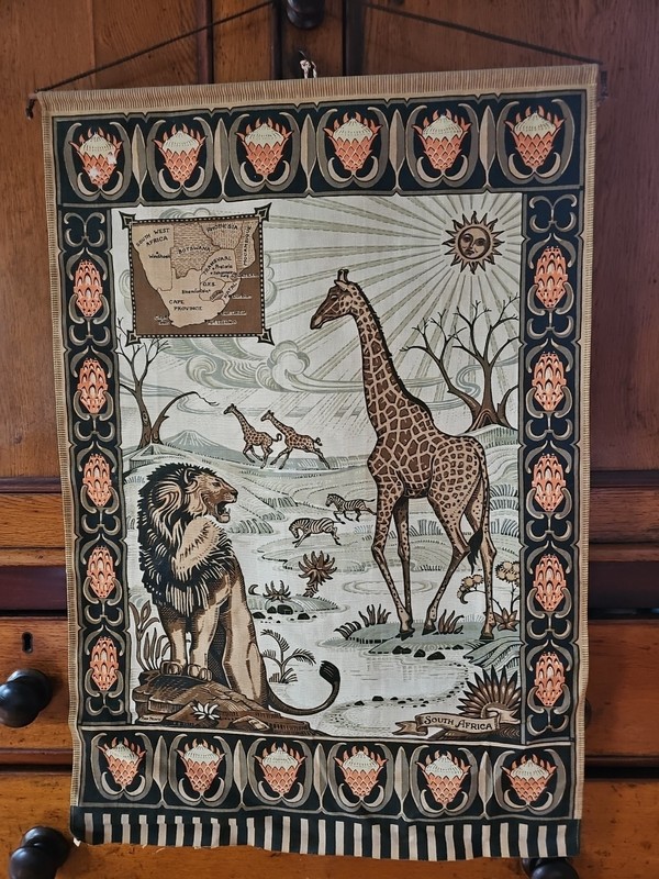 South African Tribal Wildlife Port Elizabeth Cotton Art Wall Hanging