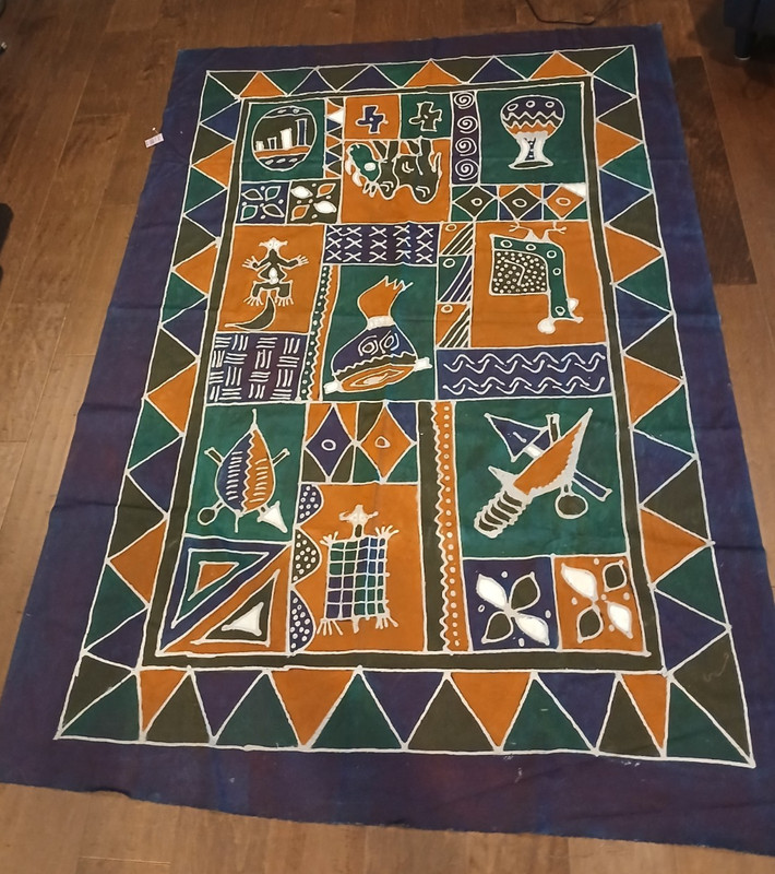African Textile – Hand Painted or Batik, Cotton 82×58