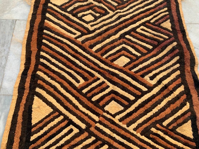 2x2 Antique African Kuba Showa Cloth Raffia Handmade Textile Natural Woven gallery