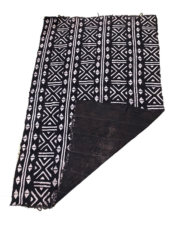 African Black and White Mud Cloth Textile / Blanket Mali 61" by 40" gallery