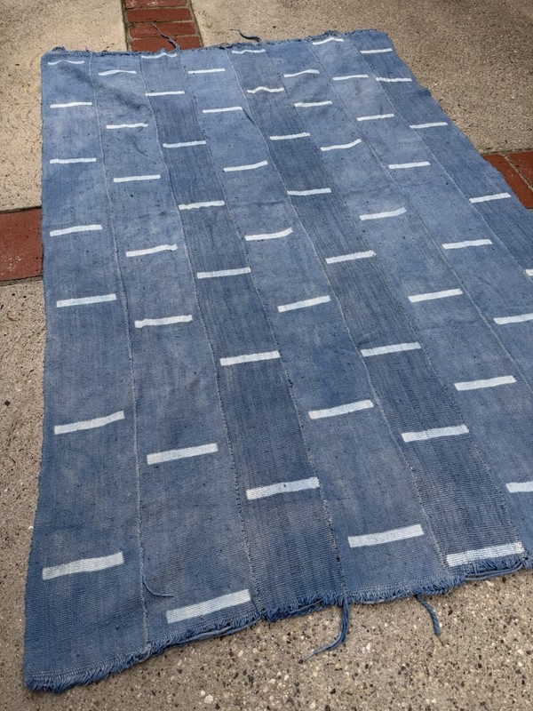 Vintage African Mudcloth Faded Indigo Textile 62” L x 41” W Throw | No. 168 gallery