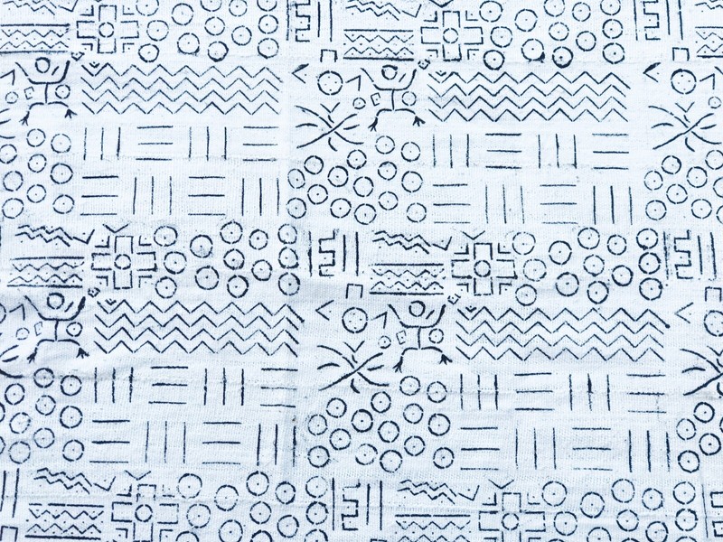 African Bogolan Black and White Mud Cloth Textile Mali 40" by 60" gallery