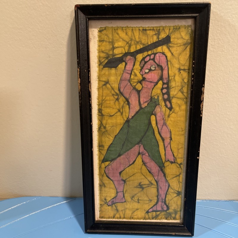 Vintage Original Painting On Fabric African Culture Handmade Wall Art Textile-AA