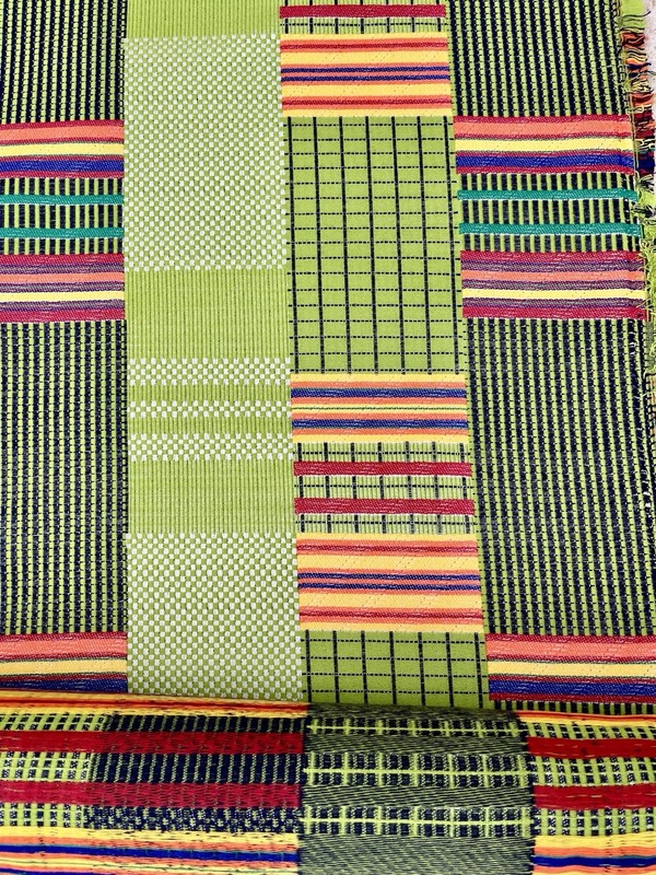 Donghia Kente Cloth 4 1/2 Yards Ghana African Tribal Multi Color Med Weight 56”W gallery