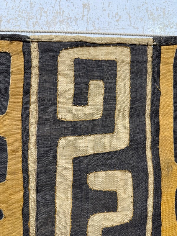 Vintage Gorgeous Hand Woven African Raffia Congo Cloth Textile Runner 162x60 Cm gallery