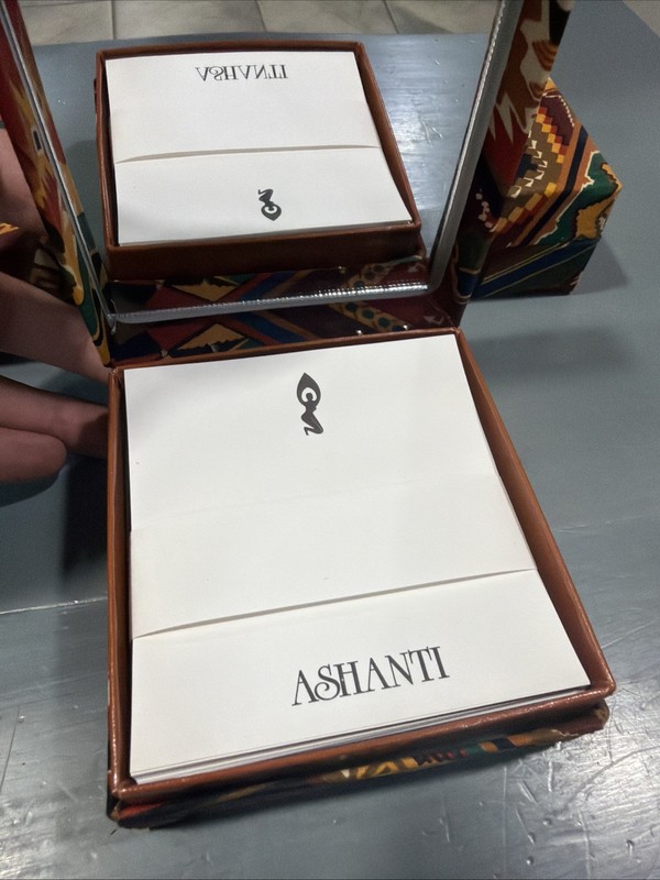 Set Of 3 Ashanti Note Card Boxes, Ghana Kente Inspired Theme gallery