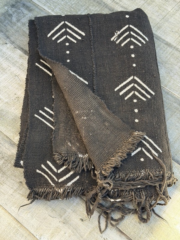 Vintage African Mudcloth Black Textile Throw 59” L x 41” W Textile | No. 129 gallery