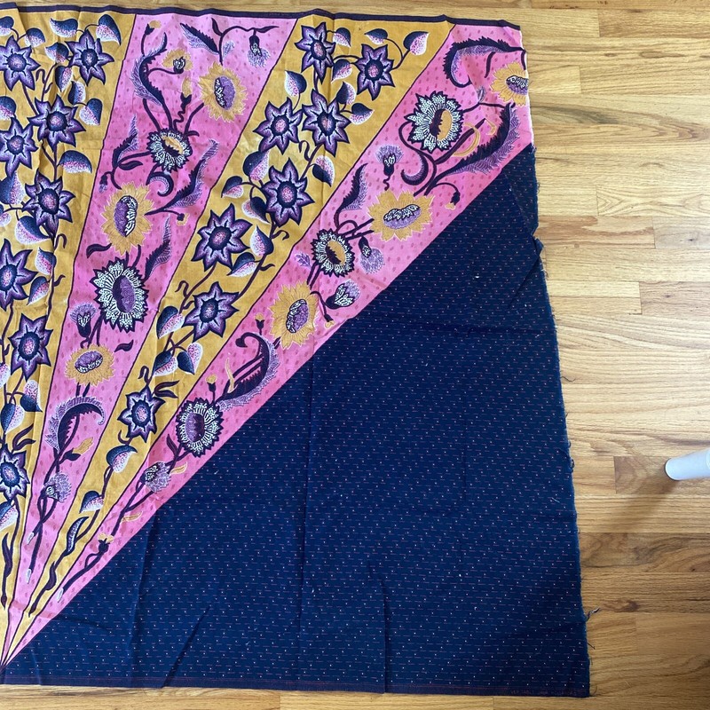 African Batik Veritable Wax Indigo Cotton Panel Navy Blue Pink Yellow 45 X 58 gallery