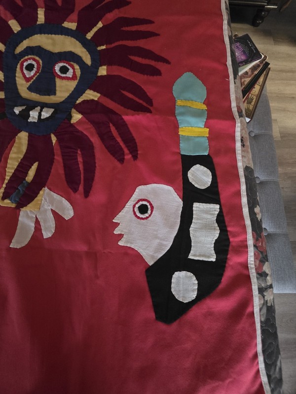 Vintage West Africa FON Appliqué Lion King Patchwork Hand Sewn Textile Tapestry gallery