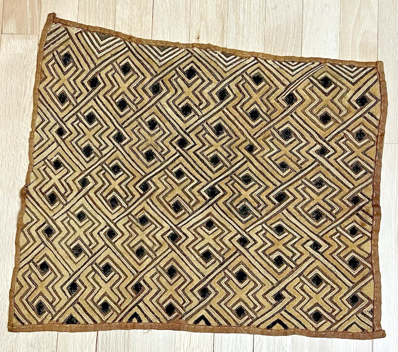 African Shoowa Kuba Cloth Raffia Art Textile Art 20″ x 16″ #580