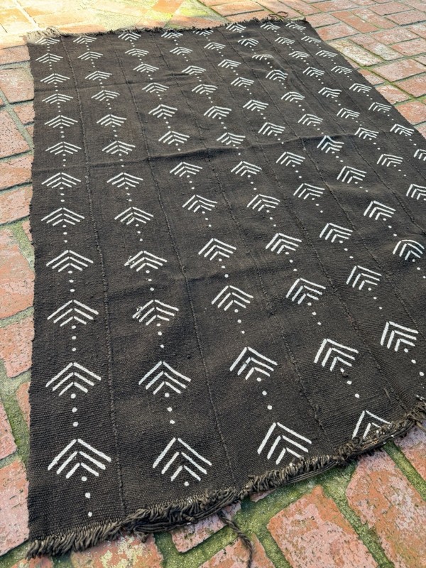 Vintage African Mudcloth Black Textile Throw 59” L x 41” W Textile | No. 129 gallery