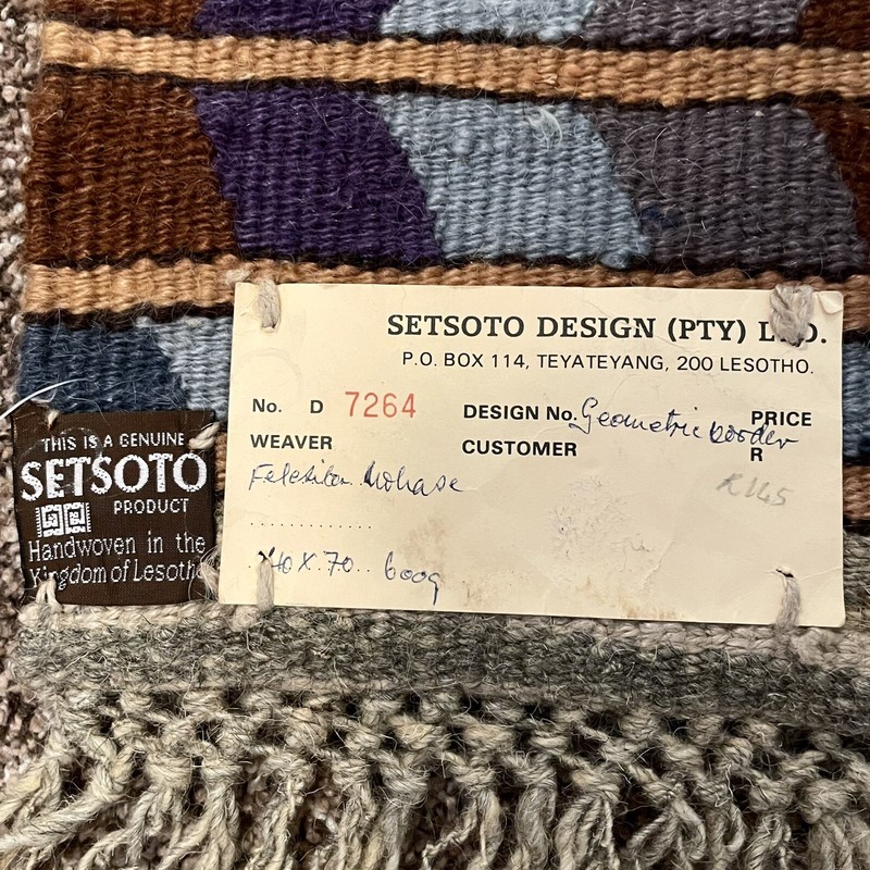 VINTAGE AFRICAN TAPESTRY Hand Woven SETSOTO Lesotho WALL ART Hanging gallery