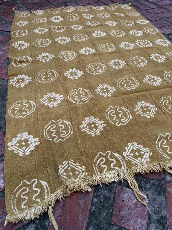 Vintage African Mustard Yellow Mudcloth 56” L x 40” W Textile | No. 114 gallery