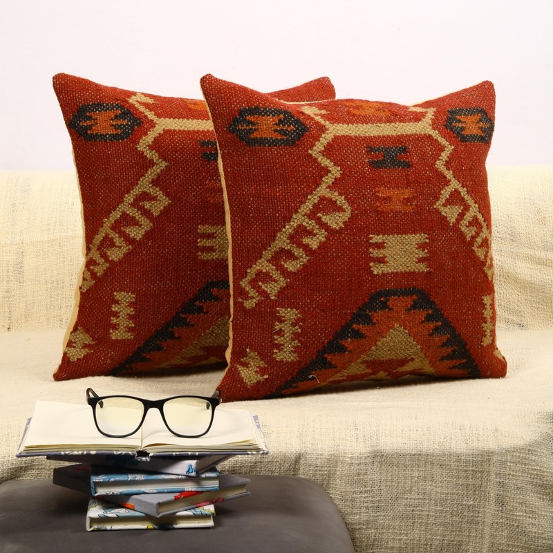 Trade Star Set of 2 Kilim Cushion Covers Handloomed Rug Decorative Cushion Ca…