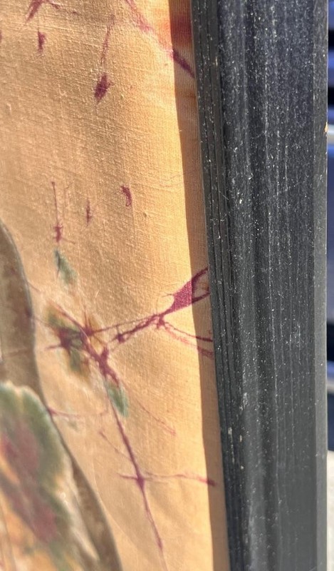 Vintage African Hand Dyed Batik Wax Fabric Cloth Giraffe Art Framed Signed gallery