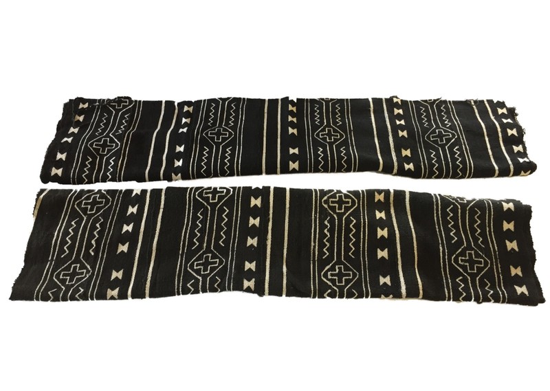 African Mali Black and White Mud Cloth Textile / PAIR 64" by 45.5" Pair gallery