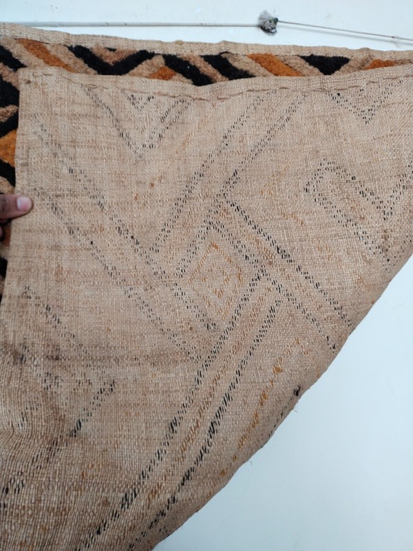 Vintage African hand woven kuba clothes Congo raffia small panel item808 gallery