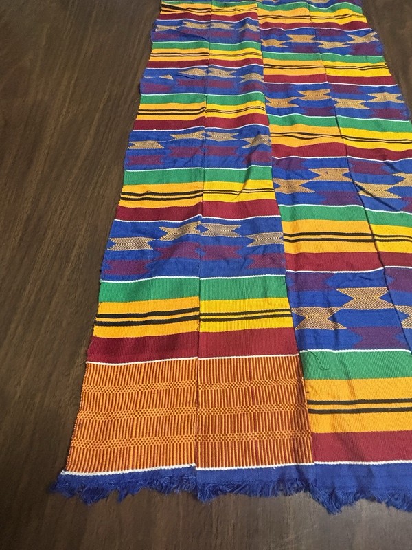 Beautiful Vintage African Hand Woven Ashanti Kente Cloth Ghana Textile 60”x16” gallery