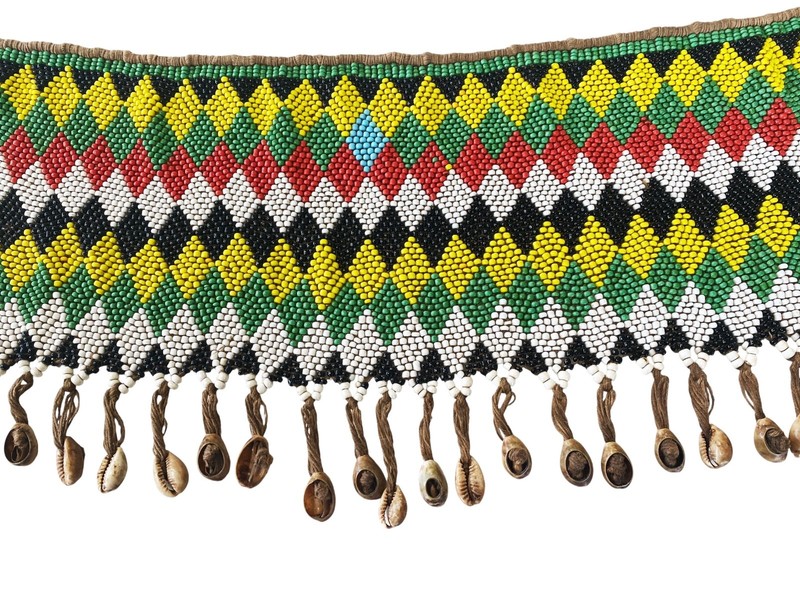 #1464 Ceremonial Skirt Kirdi Beaded Cache Sex Pikuran Cameroon 19" w gallery