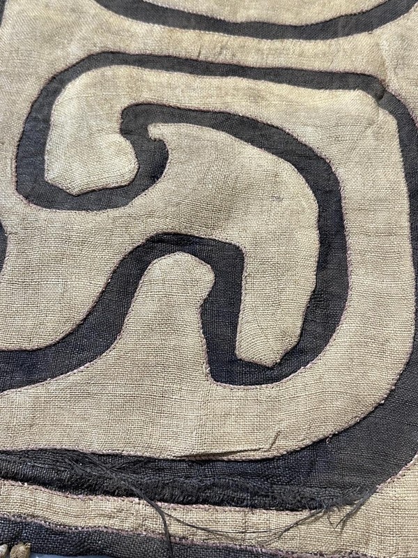 Vintage Africa Kuba Cloth African Textile mud cloth Handstitched Raffia decor gallery