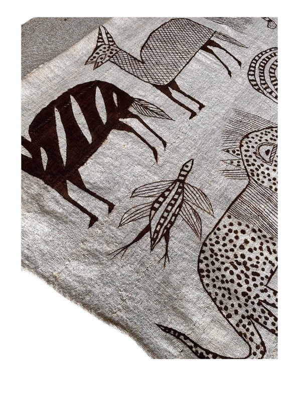 Vintage African Korhogo Mud Cloth Wall Hanging Animals Home Decor MCM Art gallery