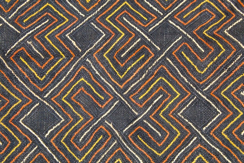 Vintage Black Kuba Bakuba Fabric for Hom Decor/ Bakuba Congo Fabric gallery