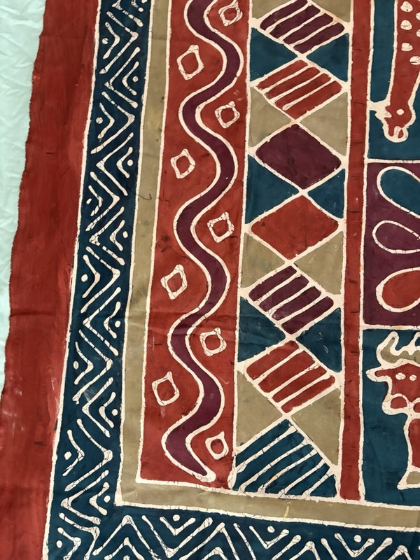 VTG? African Hand Dyed Batik? Mud Cloth ? Fabric Cloth 60x75 Animals gallery